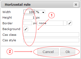 Editor  Horizontal Rule | CMS Tools Files | Documentation: Dialog (image)