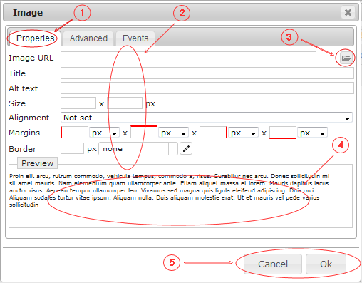 Editor Image | CMS Tools Files | Documentation: Image dialog properties (image)