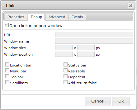 Editor Link Unlink | CMS Tools Files | Documentation: Link dialog popup (image)