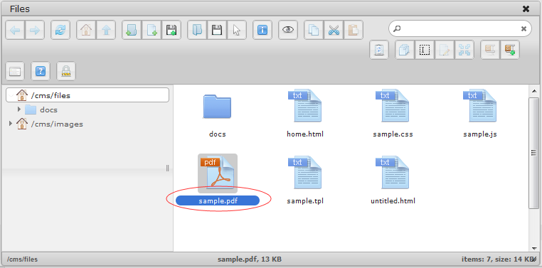Editor Link Unlink | CMS Tools Files | Documentation: File manager (image)