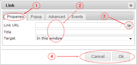 Editor Link Unlink | CMS Tools Files | Documentation: Link dialog properties (image)