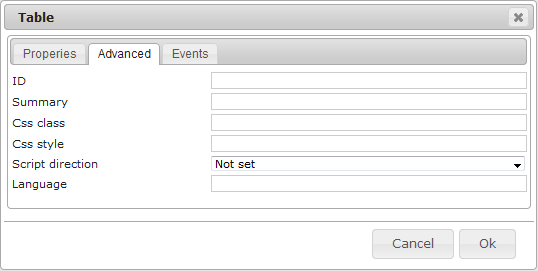 Editor Table | CMS Tools Files | Documentation: Table advanced (image)