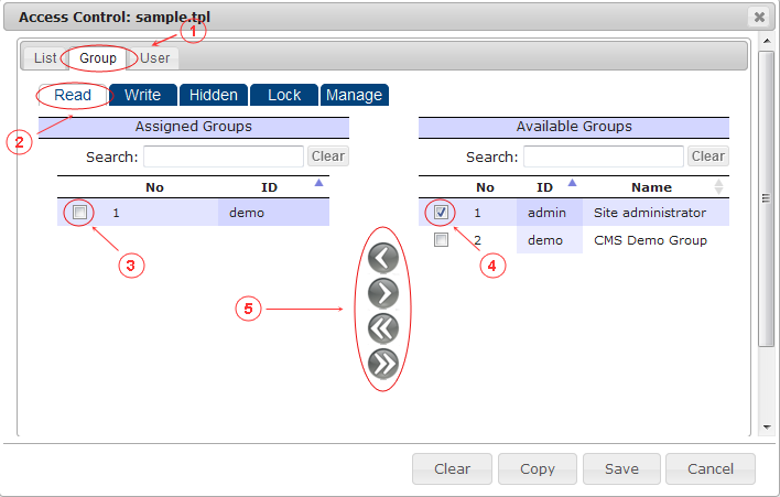 Manager Access Control Rights | CMS Tools Files | Documentation (image)