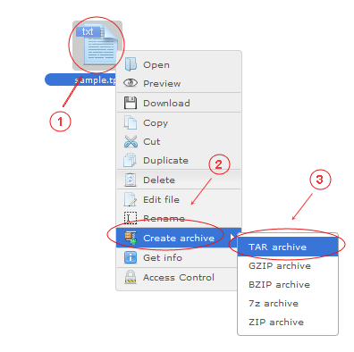 Manager Create Archive | CMS Tools Files | Documentation: Archive files/folders with file right click context menu (image)