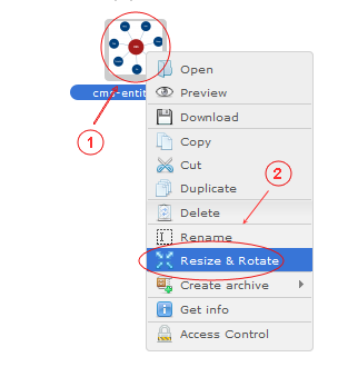 Manager Image | CMS Tools Files | Documentation: Resize & rotate image right click context menu (image)