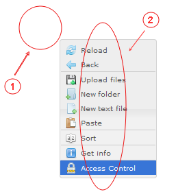 Manager Reference | CMS Tools Files | Documentation: Right click active folder area context menu (image)