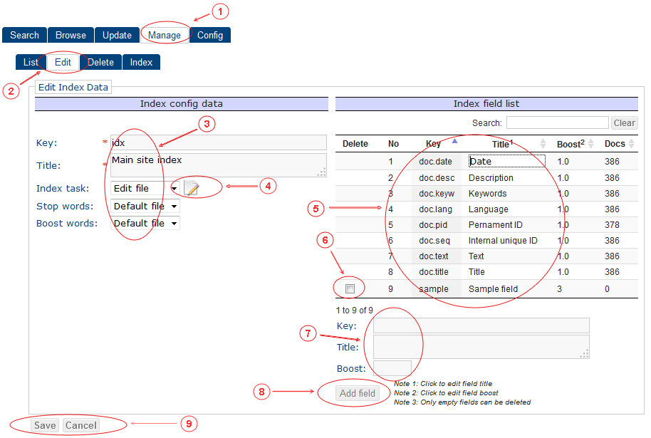 Manage Edit | CMS Tools Indexing| Documentation (image)