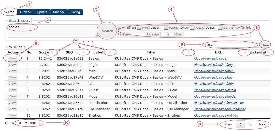 Search | CMS Tools Indexing| Documentation (image)