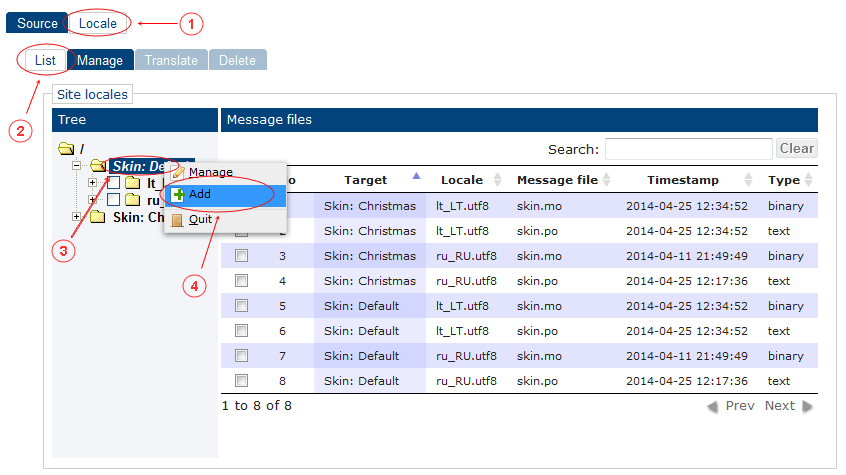 Locale Add | CMS Tools Localisation| Documentation (image)