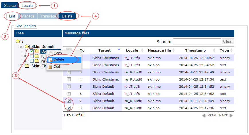 Locale Delete | CMS Tools Localisation| Documentation (image)