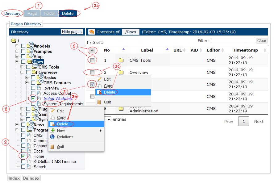 Delete Folder Page Start | CMS Tools Pages | Documentation (image)