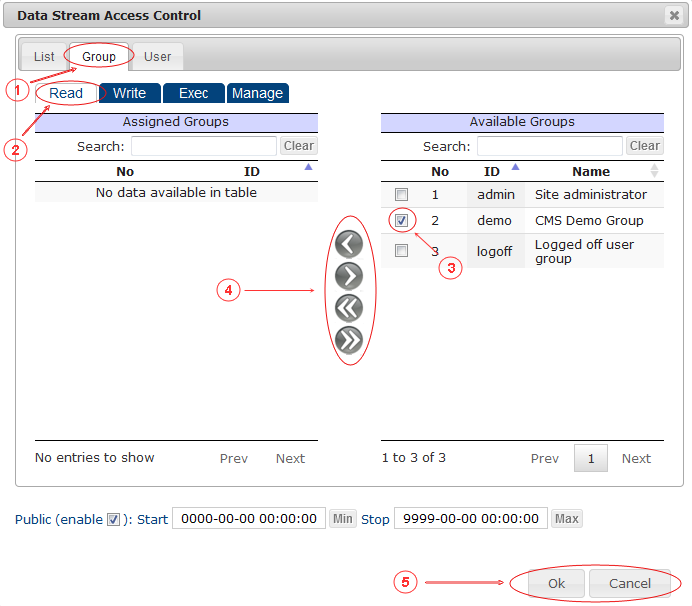 New Edit Page Data Streams | CMS Tools Pages | Documentation: datastream ACL rights (image)