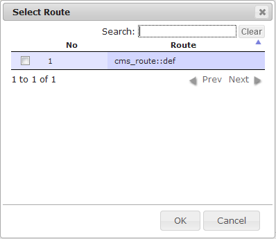 New Edit Page General Data | CMS Tools Pages | Documentation: select route function (image)