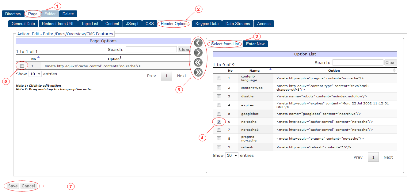 New Edit Page Header Options | CMS Tools Pages | Documentation (image)