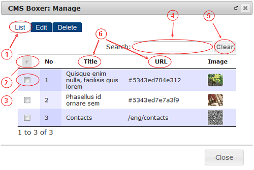 Boxer List | CMS Plugins | Documentation (image)
