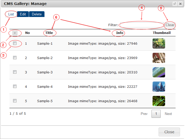 Gallery List | CMS Plugins | Documentation (image)