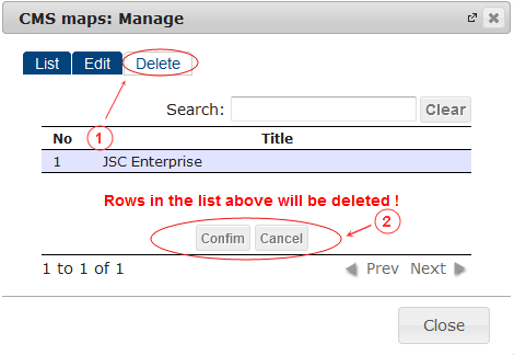 Maps Delete | CMS Plugins | Documentation (image)