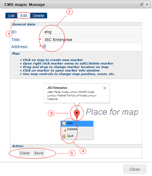 Maps Edit | CMS Plugins | Documentation (image)