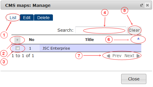 Maps List | CMS Plugins | Documentation (image)