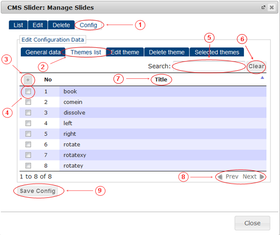 Slider Configuration List | CMS Plugins | Documentation (image)