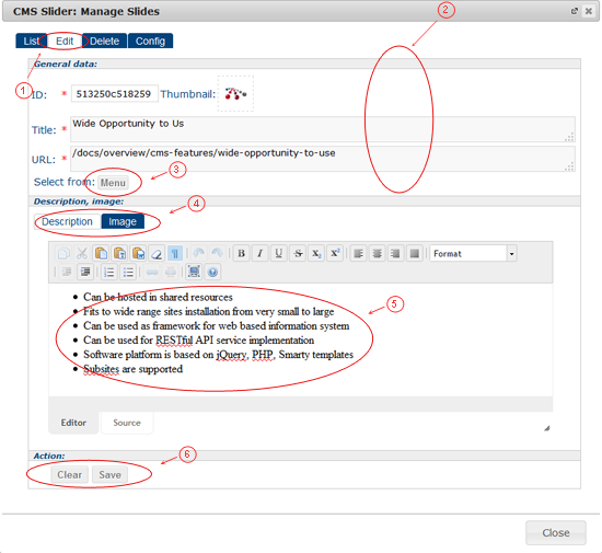 Slider Edit | CMS Plugins | Documentation (image)