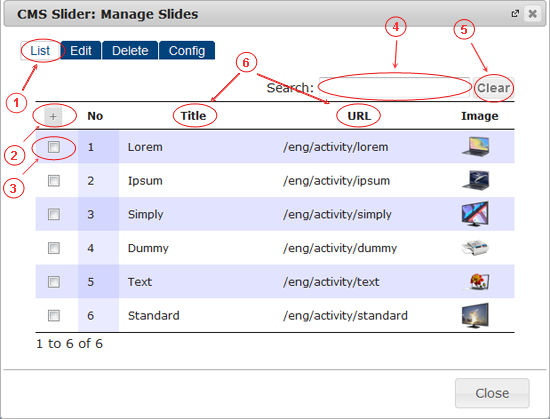 Slider List | CMS Plugins | Documentation (image)