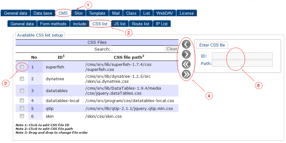 CMS CSS List | CMS Tools Setup | Documentation (image)