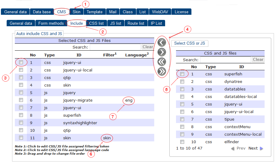 CMS Include List | CMS Tools Setup | Documentation (image)