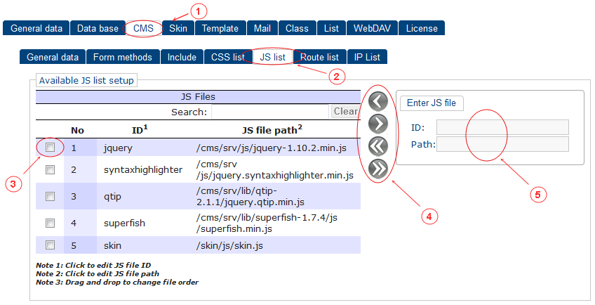 CMS JS List | CMS Tools Setup | Documentation (image)