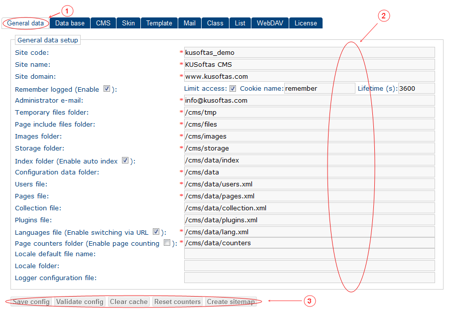 General Data | CMS Tools Setup | Documentation (image)