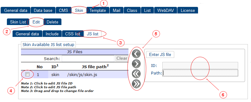 Skin New Edit JS List | CMS Tools Setup | Documentation (image)