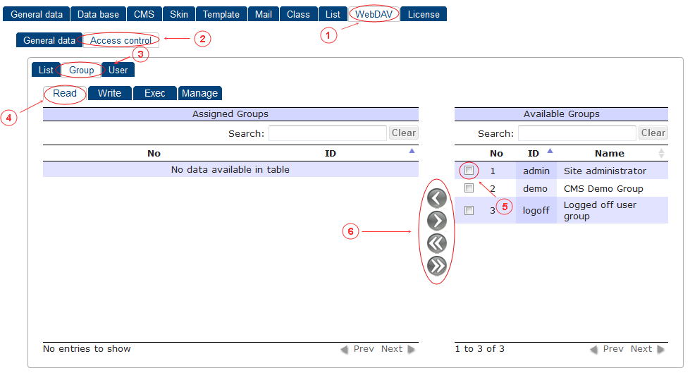 WebDAV Access Control Rights | CMS Tools Setup | Documentation (image)