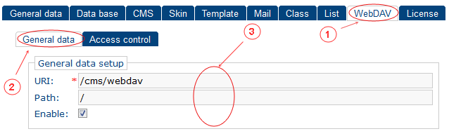 WebDAV General Data | CMS Tools Setup | Documentation (image)